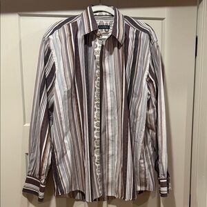 Zagiri Chocolate Brown Striped Button-Down Shirt XL